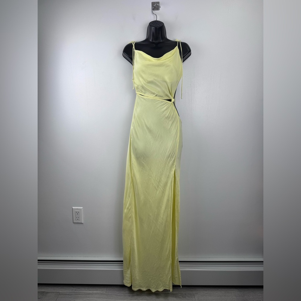 For Love & Lemons Women Kyra‎ Cut Out Maxi Yellow Dress Size Large